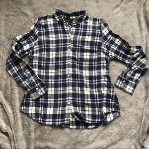 J.Crew Flannel Blue and White Plaid Flannel Shirt